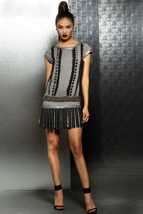 Jovani - Short Dress With Fringe Skirt M145 3 Jovani - Short Dress With Fringe Skirt M145