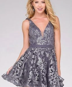 JVN By Jovani Jovani - Sleeveless Deep V Neck Floral Sequined Short Party Dress JVN47506 Cocktail Dresses 16 JVN By Jovani Jovani - Sleeveless Deep V Neck Floral Sequined Short Party Dress JVN47506 Cocktail Dresses
