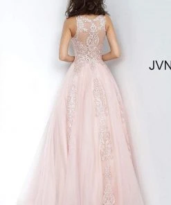 JVN By Jovani Jovani - Sleeveless Lace Embellished A-Line Gown JVN59046SC Formal Gowns