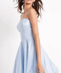 JVN By Jovani Jovani - Straight Across Cocktail Dress JVN04640SC - 2 Pcs Blue In Sizes 4 And 14 Available