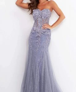 Jovani - Strapless Corset Ornate Mermaid 3623SC - 1 Pc Grey/Purple In Size 6 Available Formal Gowns 7 Jovani - Strapless Corset Ornate Mermaid 3623SC - 1 Pc Grey/Purple In Size 6 Available Formal Gowns
