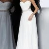 Jovani - Strapless Ruche-Ornate A-Line Dress 00457SC - 1 Pc Off-White In Size 12 Available