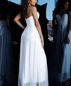 Jovani - Strapless Sweetheart Long Column Dress 66434SC - 1 Pc Ivory In Size 8 Available