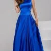 Jovani - Stunning Satin Boat Neckline V Back Ball Gown 42470