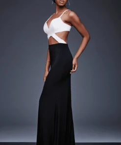 Jovani - Two-Tone Spaghetti Strap Multi Cutouts Evening Dress M511