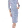 JS Collections - 866567 Sheer Quarter Sleeve Soutache Sheath Dress