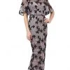 JS Collections - 866941 Floral Embroidered Illusion Bateau Long Dress