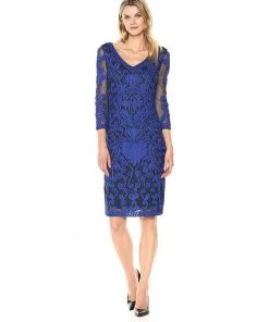 JS Collections - Illusion Sleeve Soutache Embroidered Dress 865802