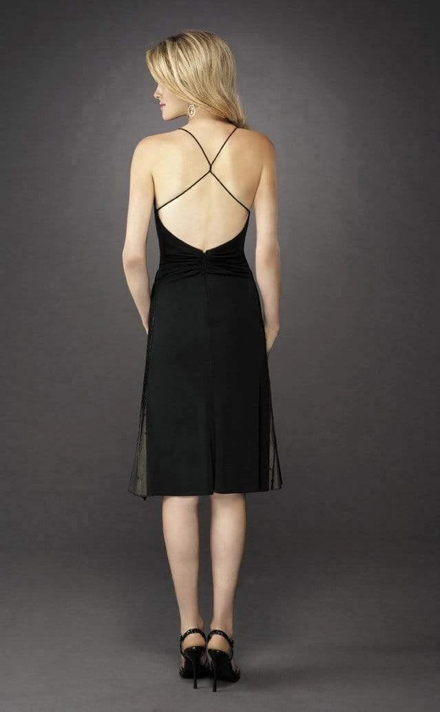 Cocktail Dresses La Femme - 12721 Knee Length Embellished Midriff V-Neck Dress 4 Cocktail Dresses La Femme - 12721 Knee Length Embellished Midriff V-Neck Dress