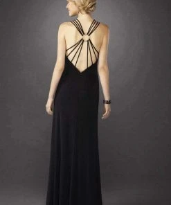 La Femme - 12735 Jeweled Multi-Strap V-Neck Long Evening Dress Formal Gowns