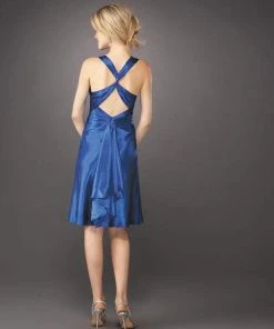 La Femme - 12835 Knee Length Ruched Brooch Accent A-line Dress