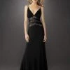 La Femme - 13057 Deep V-Neck Sheer Lace Midriff Evening Dress Formal Gowns 2 La Femme - 13057 Deep V-Neck Sheer Lace Midriff Evening Dress Formal Gowns
