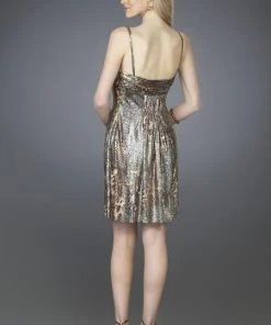 La Femme - 14024 Printed Sweetheart Short Sheath Dress