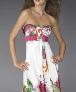 Cocktail Dresses La Femme - 14198 Printed Empire Belted Cocktail Dress 6 Cocktail Dresses La Femme - 14198 Printed Empire Belted Cocktail Dress