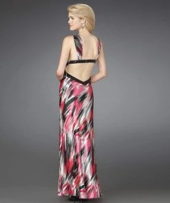 Formal Gowns La Femme - 14209 Printed Halter Elegant Dress With Cut-Outs 5 Formal Gowns La Femme - 14209 Printed Halter Elegant Dress With Cut-Outs