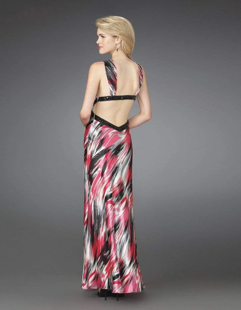 Formal Gowns La Femme - 14209 Printed Halter Elegant Dress With Cut-Outs 4 Formal Gowns La Femme - 14209 Printed Halter Elegant Dress With Cut-Outs