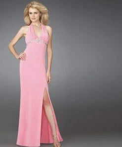 La Femme - 14389 Rhinestone Embellished Empire Waistline Evening Dress