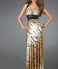 La Femme - 14483 Sexy Tiger Print Long Gown Formal Gowns