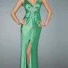 La Femme - 14600 Resplendent Halter-Style Sheath Gown With Center Slit