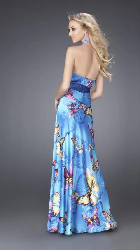 Formal Gowns La Femme - 15228 Butterfly Printed Long Dress 4 Formal Gowns La Femme - 15228 Butterfly Printed Long Dress
