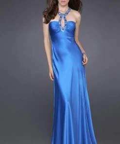 Formal Gowns La Femme - 15578 Distinctively Embellished Neck Strap Sheath Gown