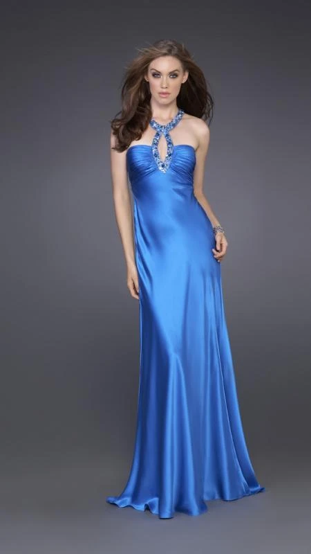 Formal Gowns La Femme - 15578 Distinctively Embellished Neck Strap Sheath Gown 3 Formal Gowns La Femme - 15578 Distinctively Embellished Neck Strap Sheath Gown