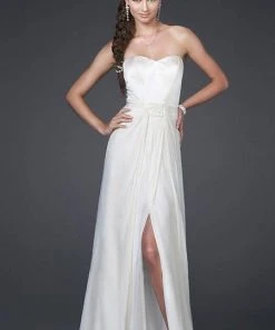 Formal Gowns La Femme - 15586 Strapless Sweetheart Long Silk Gown With Front Slit