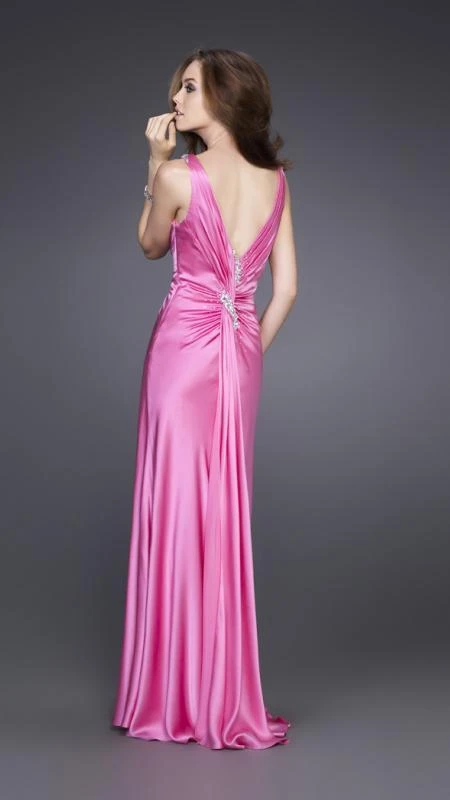 Formal Gowns La Femme - 15599 Sleek Crystal Braided V-Neck Sheath Gown With Slit 4 Formal Gowns La Femme - 15599 Sleek Crystal Braided V-Neck Sheath Gown With Slit