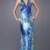 Formal Gowns La Femme - 15734 Feisty Floral And Animal Print V-Neck Sheath Gown