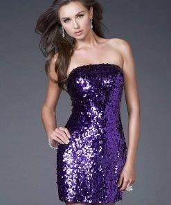 La Femme - 15863 Shining Sequin Strapless Mini Dress