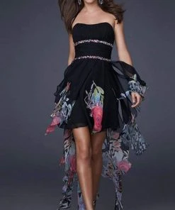 La Femme - 16289 High Low Dress With Ruched Bodice