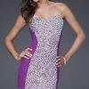 La Femme - 16368 Jewel Embellished Ruched Sweetheart Short Sheath Dress Cocktail Dresses