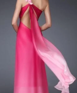 Formal Gowns La Femme - 16545 Floral-Accented Ruched Asymmetric A-line Dress