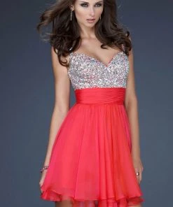 La Femme - 16813 Bejeweled Short Chiffon Party Dress