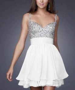 La Femme - 16813 Bejeweled Short Chiffon Party Dress