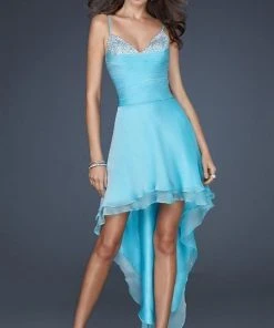 La Femme - 17141 Spaghetti Strap Sparkling Sweetheart Bust Hi-Low Style Dress Prom Dresses 9 La Femme - 17141 Spaghetti Strap Sparkling Sweetheart Bust Hi-Low Style Dress Prom Dresses