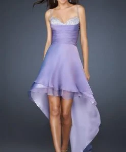 La Femme - 17141 Spaghetti Strap Sparkling Sweetheart Bust Hi-Low Style Dress Prom Dresses 8 La Femme - 17141 Spaghetti Strap Sparkling Sweetheart Bust Hi-Low Style Dress Prom Dresses