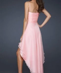 La Femme - 17141 Spaghetti Strap Sparkling Sweetheart Bust Hi-Low Style Dress Prom Dresses 7 La Femme - 17141 Spaghetti Strap Sparkling Sweetheart Bust Hi-Low Style Dress Prom Dresses