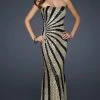 La Femme - 17456 Two Tone Sequined Semi-sweetheart Long Column Dress Formal Gowns