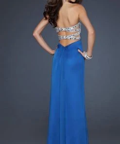 La Femme - 17909 Strapless Rhinestone Embellished Long Gown Formal Gowns