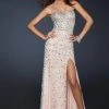 Formal Gowns La Femme - 17975 Strapless Beaded Chiffon Sheath Dress With Slit