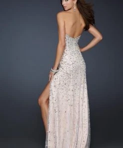 Formal Gowns La Femme - 17975 Strapless Beaded Chiffon Sheath Dress With Slit