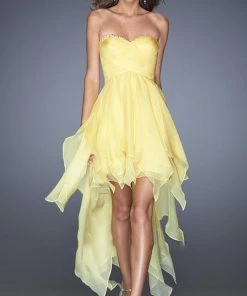 Cocktail Dresses La Femme - 19634 Enchanting Ruched Sweetheart High-Low Gown 9 Cocktail Dresses La Femme - 19634 Enchanting Ruched Sweetheart High-Low Gown