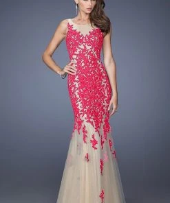 La Femme - 19916 Elaborate Lace Appliqued Jewel Tulle Mermaid Gown Formal Gowns 9 La Femme - 19916 Elaborate Lace Appliqued Jewel Tulle Mermaid Gown Formal Gowns