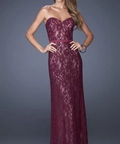 Formal Gowns La Femme - 20107 Lace Embellished Sweetheart Column Gown