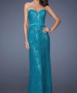 Formal Gowns La Femme - 20107 Lace Embellished Sweetheart Column Gown