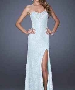 La Femme - 20165 Dainty Strapless Sweetheart Sheath Gown With Slit