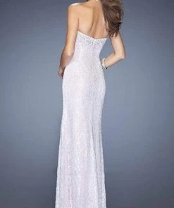 La Femme - 20165 Dainty Strapless Sweetheart Sheath Gown With Slit