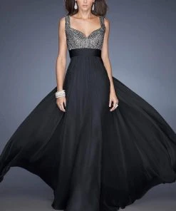 La Femme - 20203 Rhinestone Embellished Sweetheart Chiffon A-line Gown