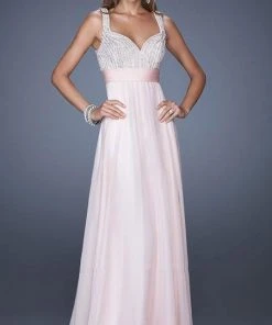 La Femme - 20203 Rhinestone Embellished Sweetheart Chiffon A-line Gown